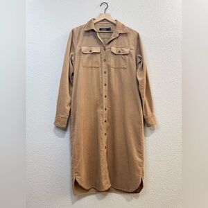 Lauren Ralph Lauren Coduroy Tan Button up Shirt Dress Size 6